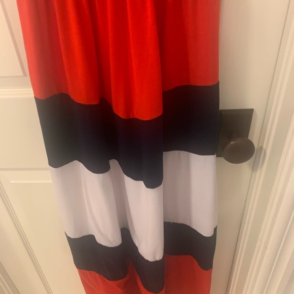 Maxi Chevron Summer Boho Floral Tank Dress - Picture 5 of 6